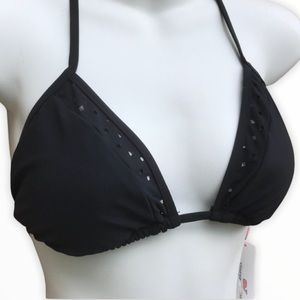 Black Vineyard Vines Laser Cut String bikini top